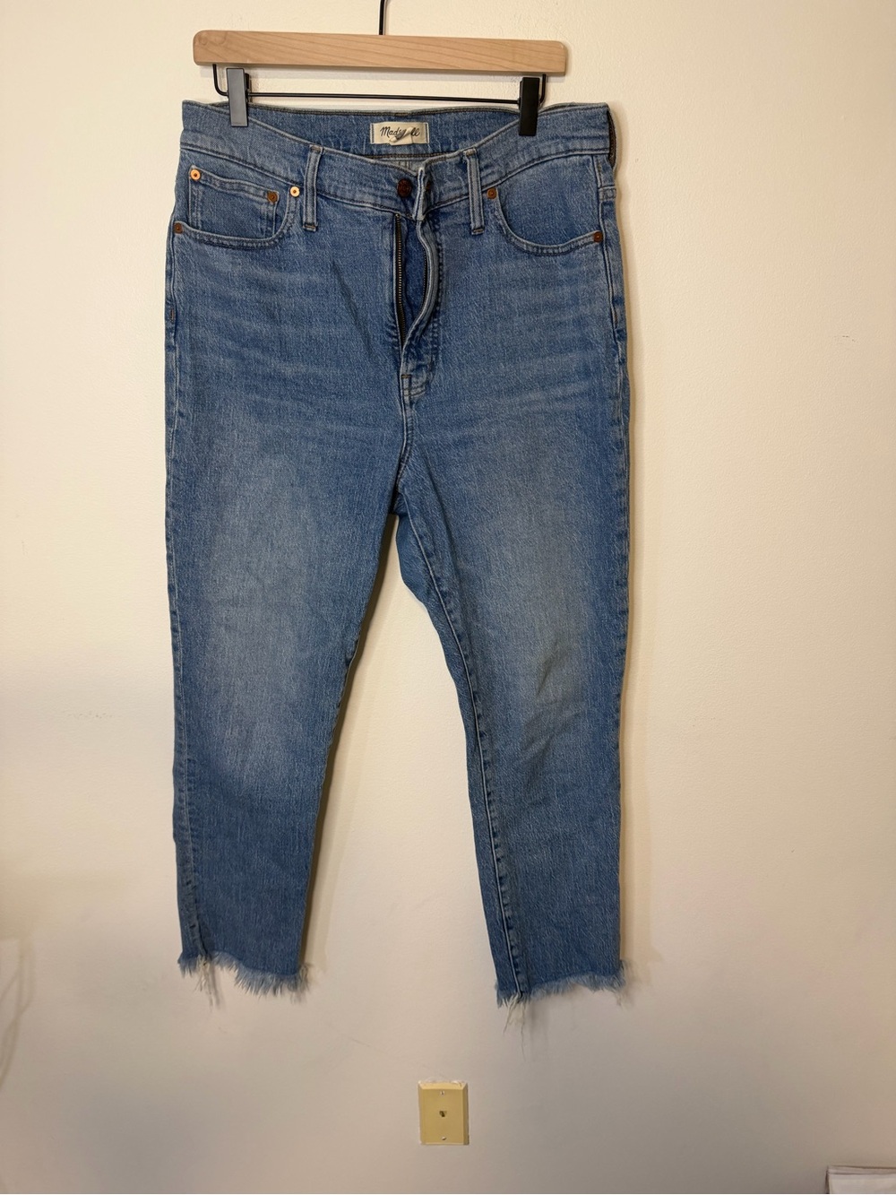 Madewell The Perfect Vintage Jean Women’s Blue Raw-Hem High-Rise Jeans Size 31